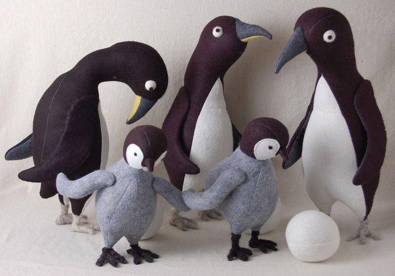 Felt penguin family with eggs