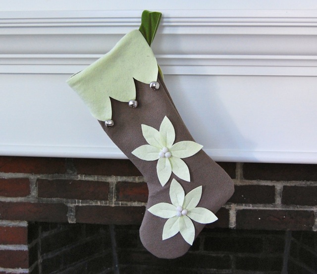 Felt flower Christmas stocking