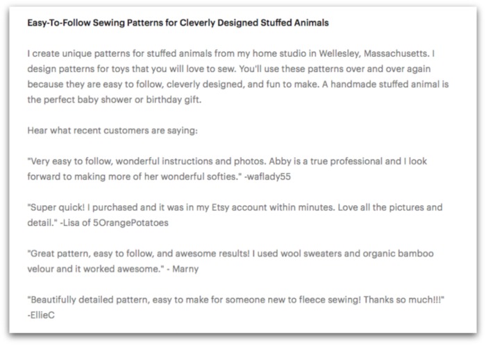 Etsy Testimonials