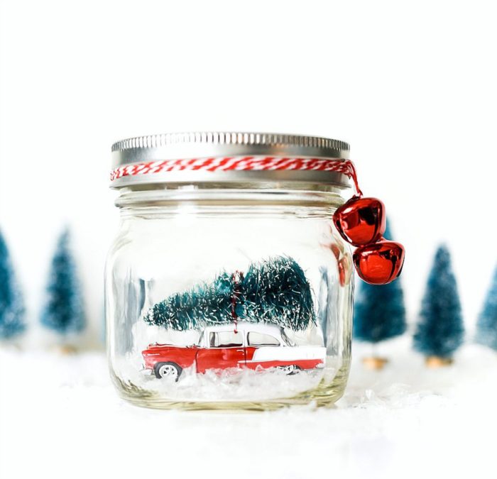 car in mason jar ornament