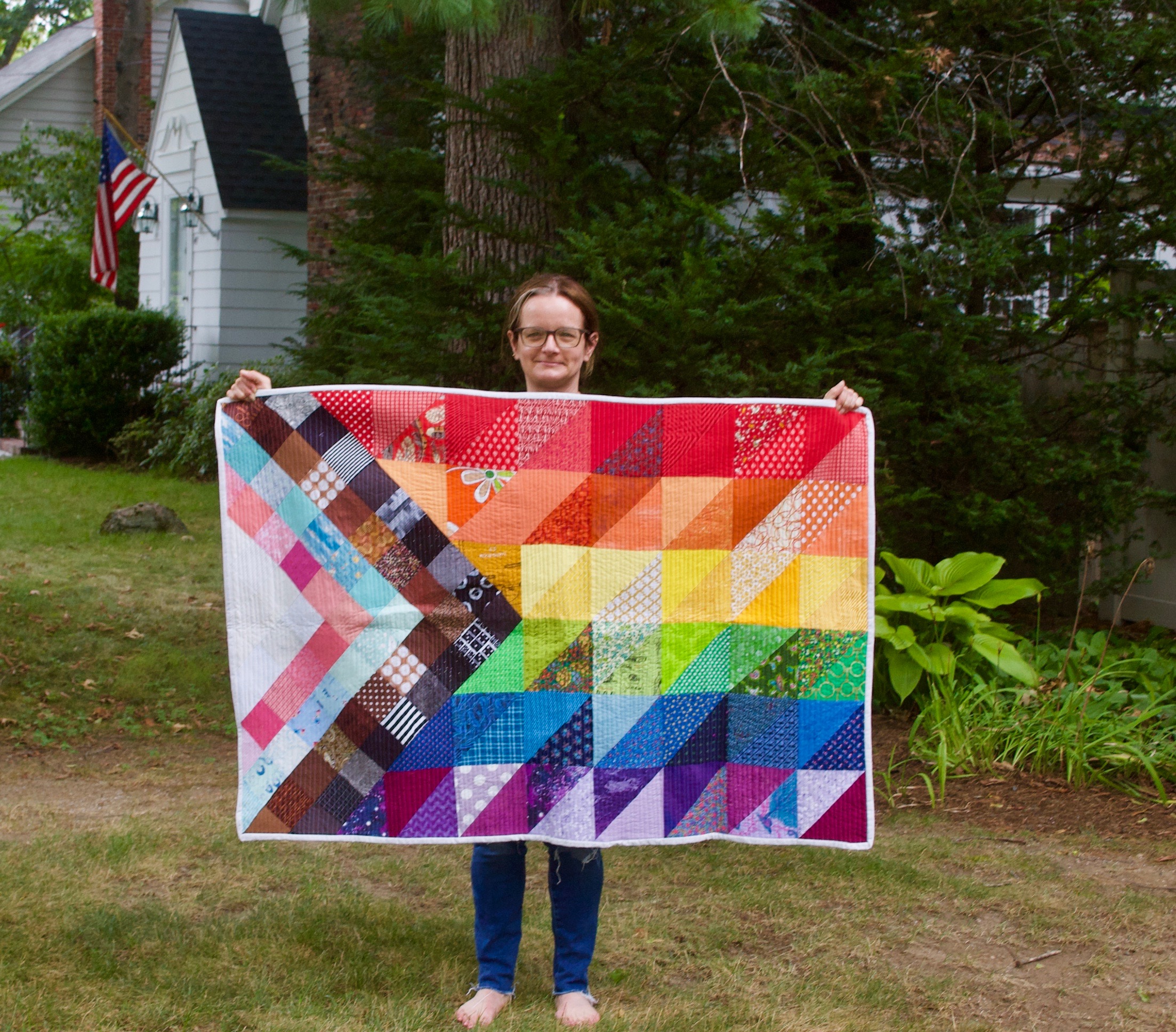 Progress Pride Flag Quilt Whileshenaps